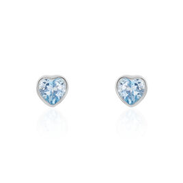 Boucles D'oreilles Puces Klodina Or Blanc Topaze - Boucles d'Oreilles Coeur Femme | Histoire d’Or
