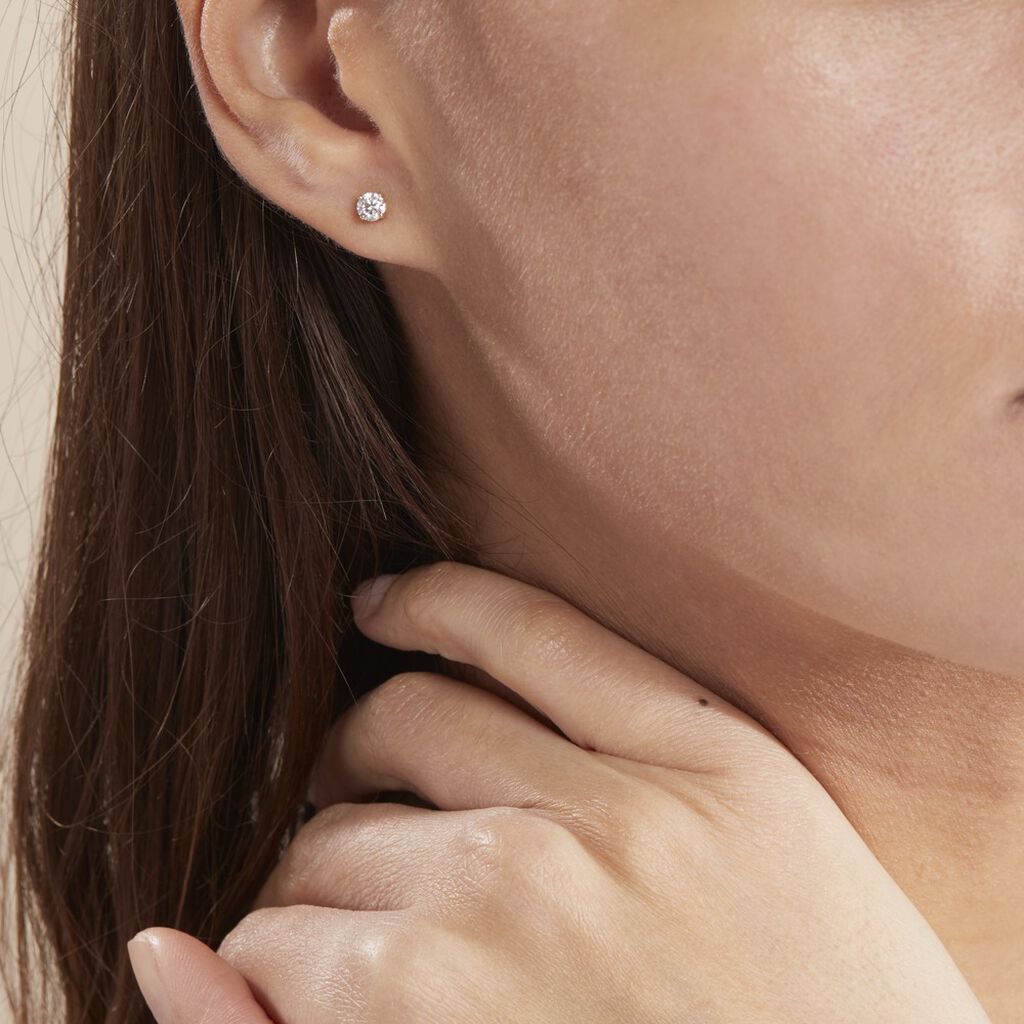 Boucles D'oreilles Puces Or Jaune Diamants Synthetique - Clous d'oreilles Femme | Histoire d’Or