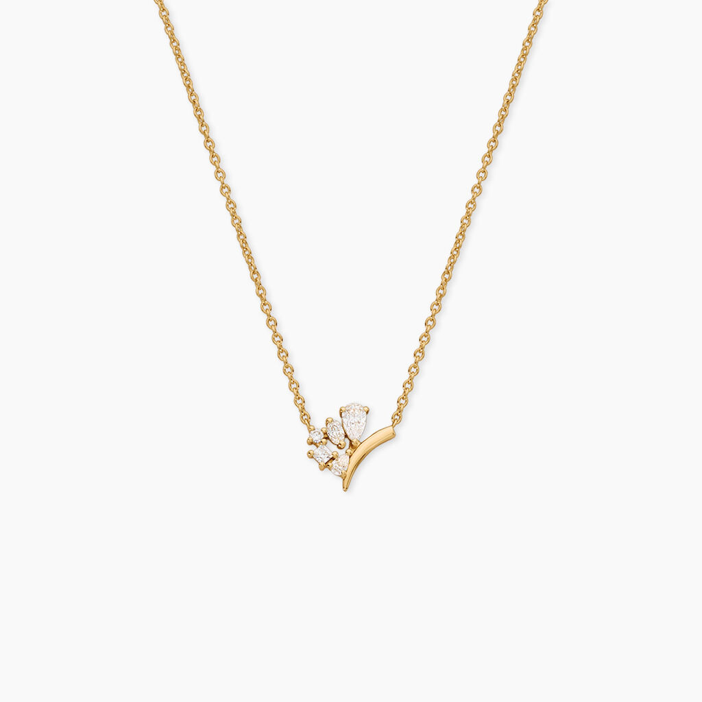 Collier Mevena Argent Dor&eacute; A L'Or 750/1000 Oxyde De Zirconium - Colliers Femme | Histoire d&rsquo;Or