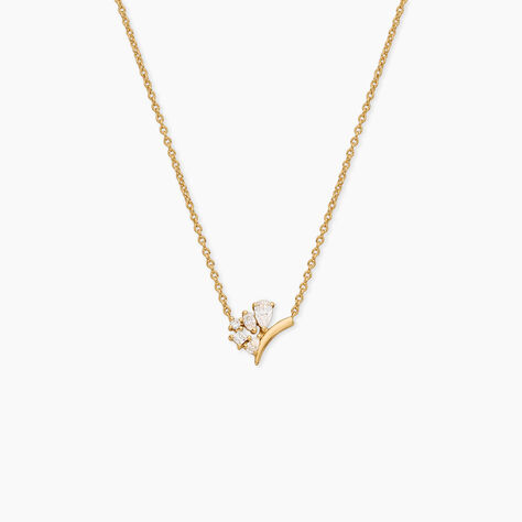 Collier Mevena Argent Dor&eacute; A L'Or 750/1000 Oxyde De Zirconium - Colliers Femme | Histoire d&rsquo;Or