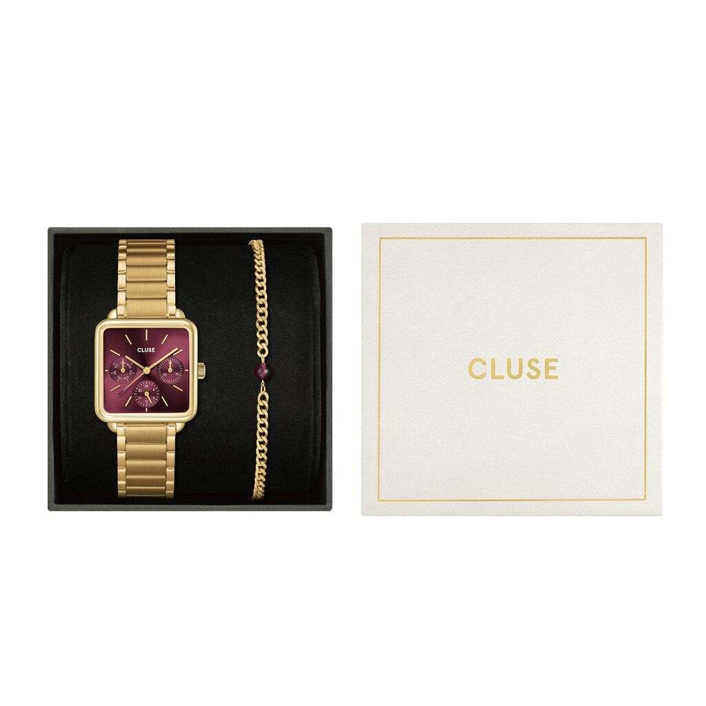 Coffret De Montre Cluse La Tétragone Multifonction Bordeaux - Montres Femme | Histoire d’Or
