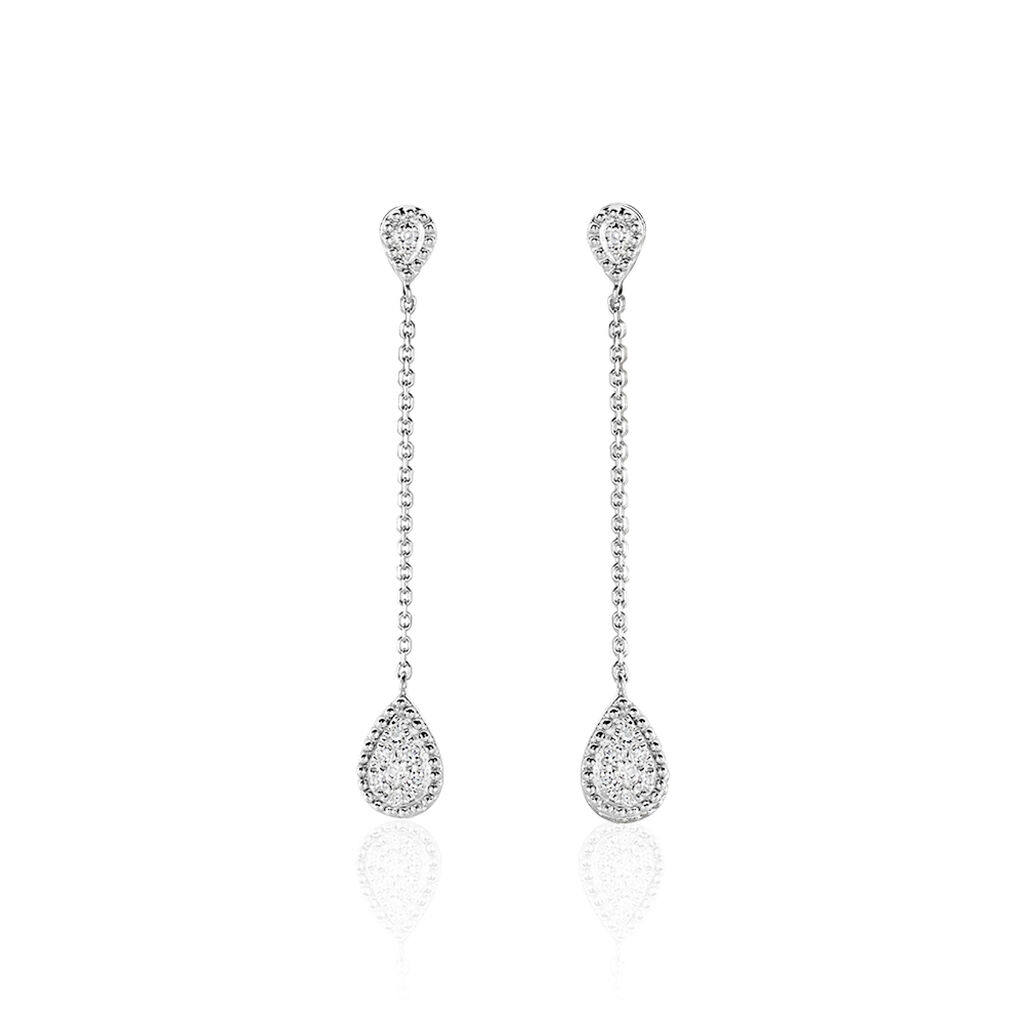 Boucles D'oreilles Pendantes Mariona Or Blanc Diamant