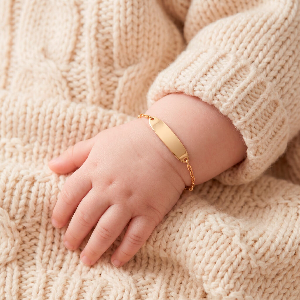 Bracelet Identit&eacute; Gaspardine Maille For&ccedil;at Or Jaune - Bracelets Communion Enfant | Histoire d&rsquo;Or
