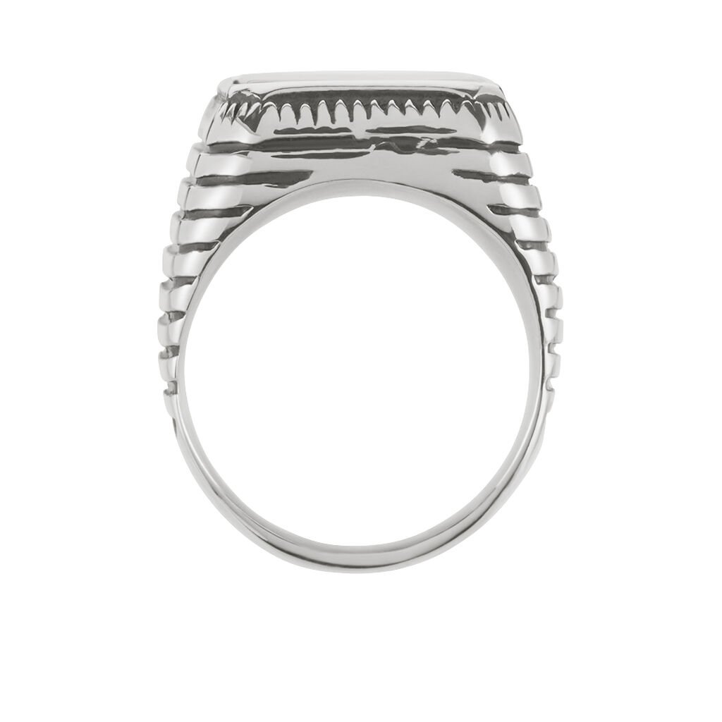 Chevaliere Acier Blanc Romanus Pierre - Bagues solitaires Homme | Histoire d&rsquo;Or