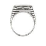 Chevaliere Acier Blanc Romanus Pierre - Bagues solitaires Homme | Histoire d&rsquo;Or