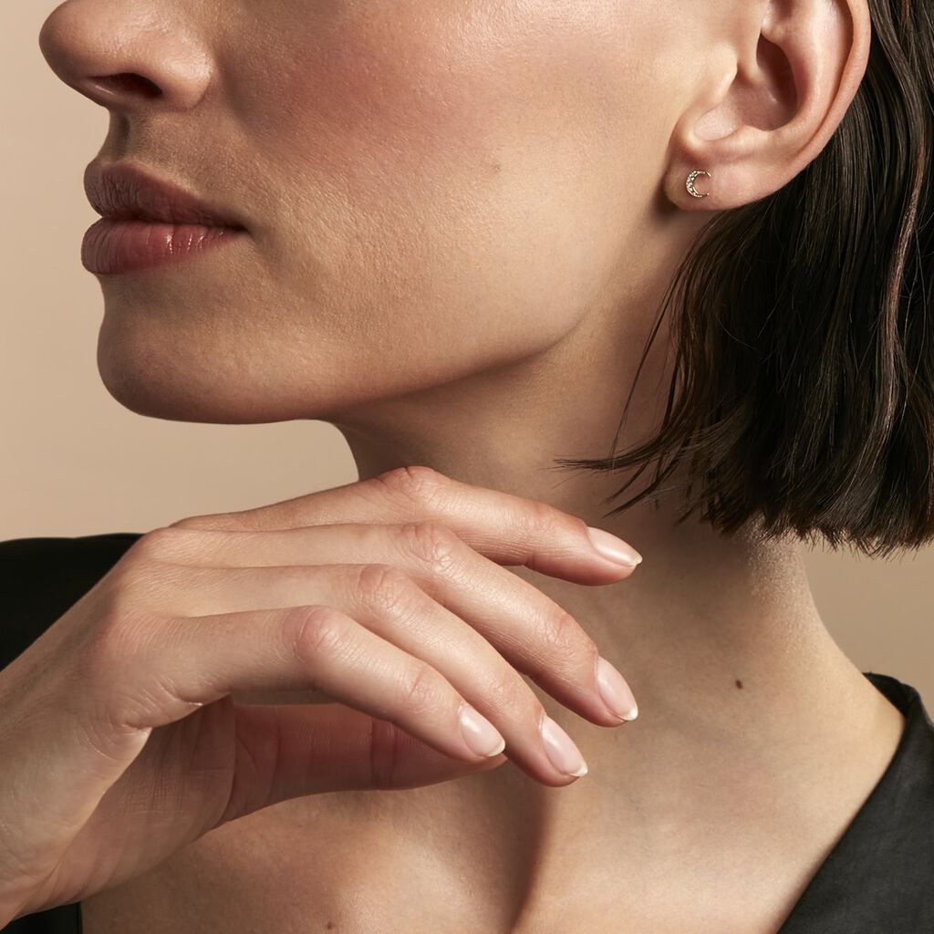 Boucles D'oreilles Dépareillées Munroe Or Jaune Oxyde De Zirconium - Boucles d'oreilles Femme | Histoire d’Or
