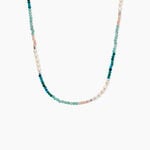 Collier Evasion Argent Blanc Opale Amazonite Turquoise - Ras de cou Femme | Histoire d&rsquo;Or