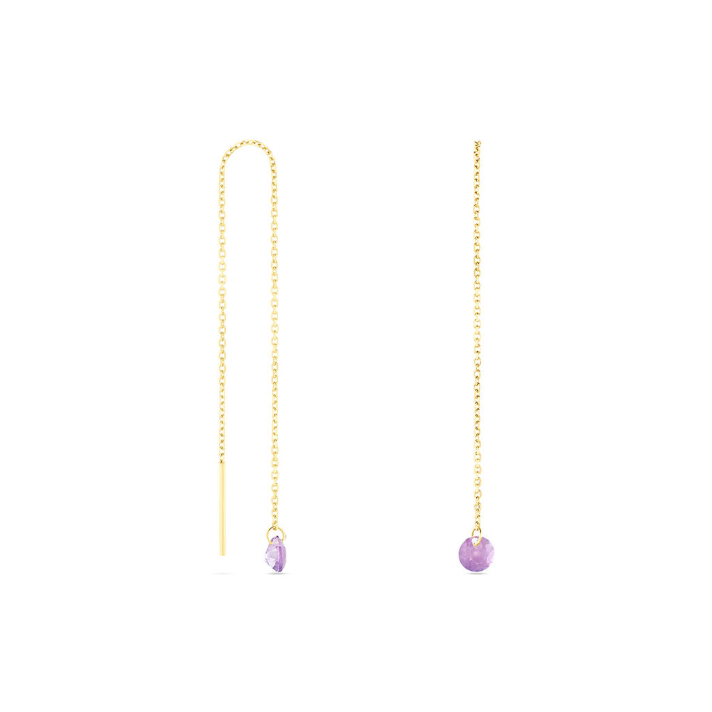 Boucles D'oreilles Pendantes Les Audacieuses Or Jaune Am&eacute;thyste - Boucles d'oreilles pendantes Femme | Histoire d&rsquo;Or
