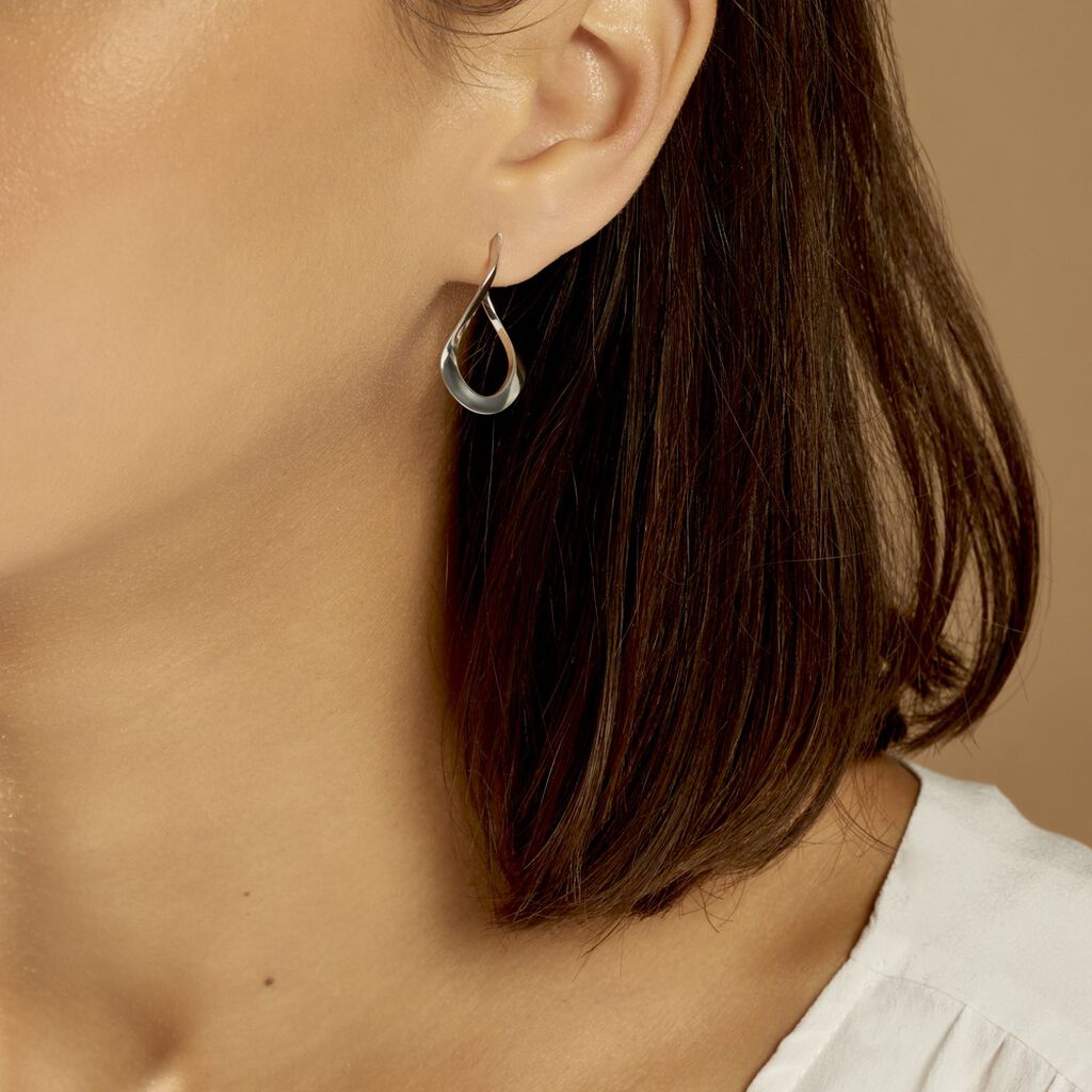 Créoles Argent Blanc Olivia - Boucles d'oreilles créoles Femme | Histoire d’Or