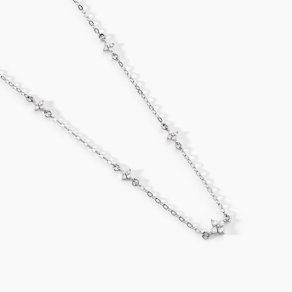 Collier Clova Argent Blanc Oxyde De Zirconium - Colliers fantaisie Femme | Histoire d&rsquo;Or