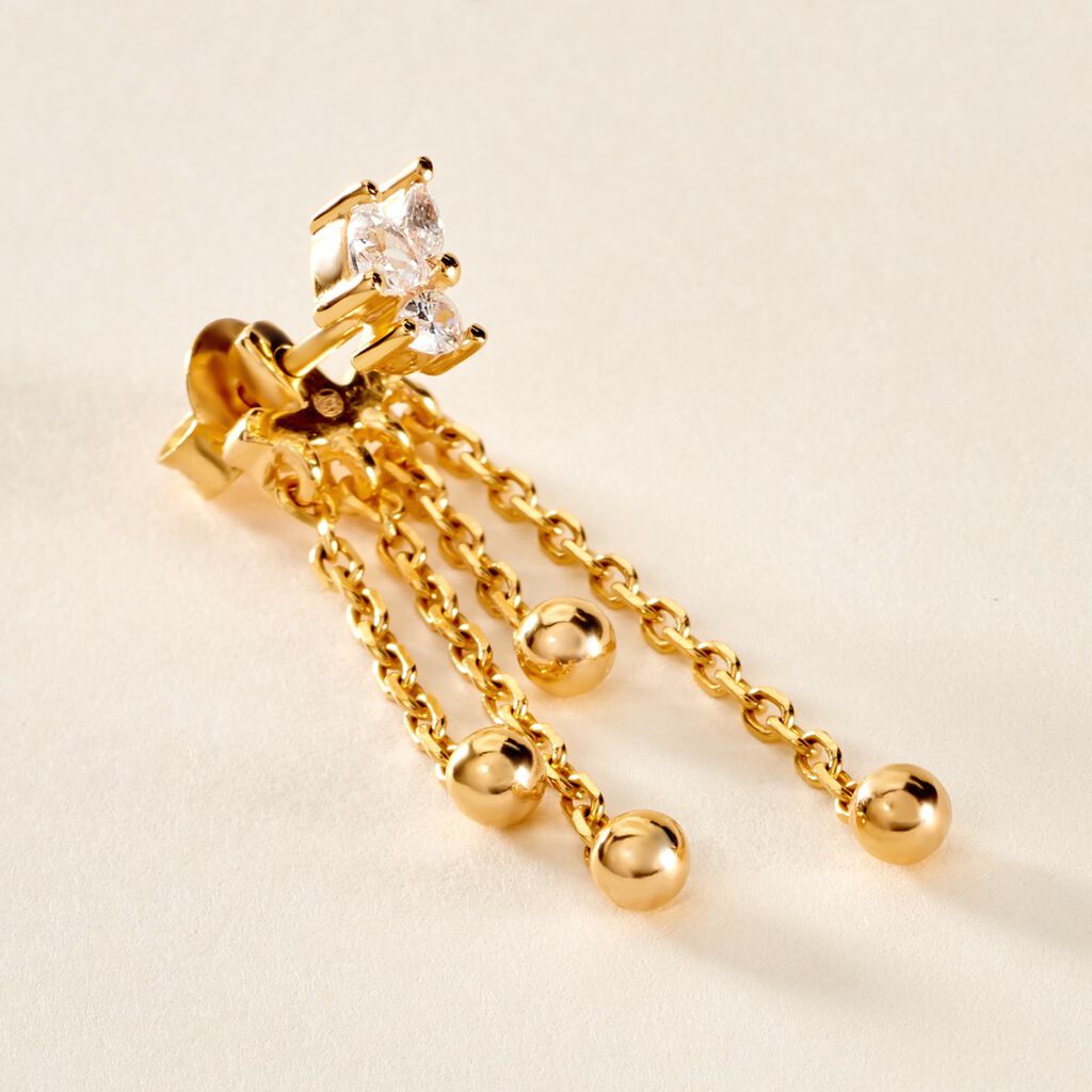 Boucle D'oreille Pendante Unitaire Urban Flower Plaqué Or Jaune Oxyde - Boucles d'oreilles fantaisie Femme | Histoire d’Or