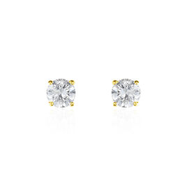 Boucles D'oreilles Puces 4 Griffes Or Jaune Diamant Synthetique - Clous d'oreilles Femme | Histoire d’Or