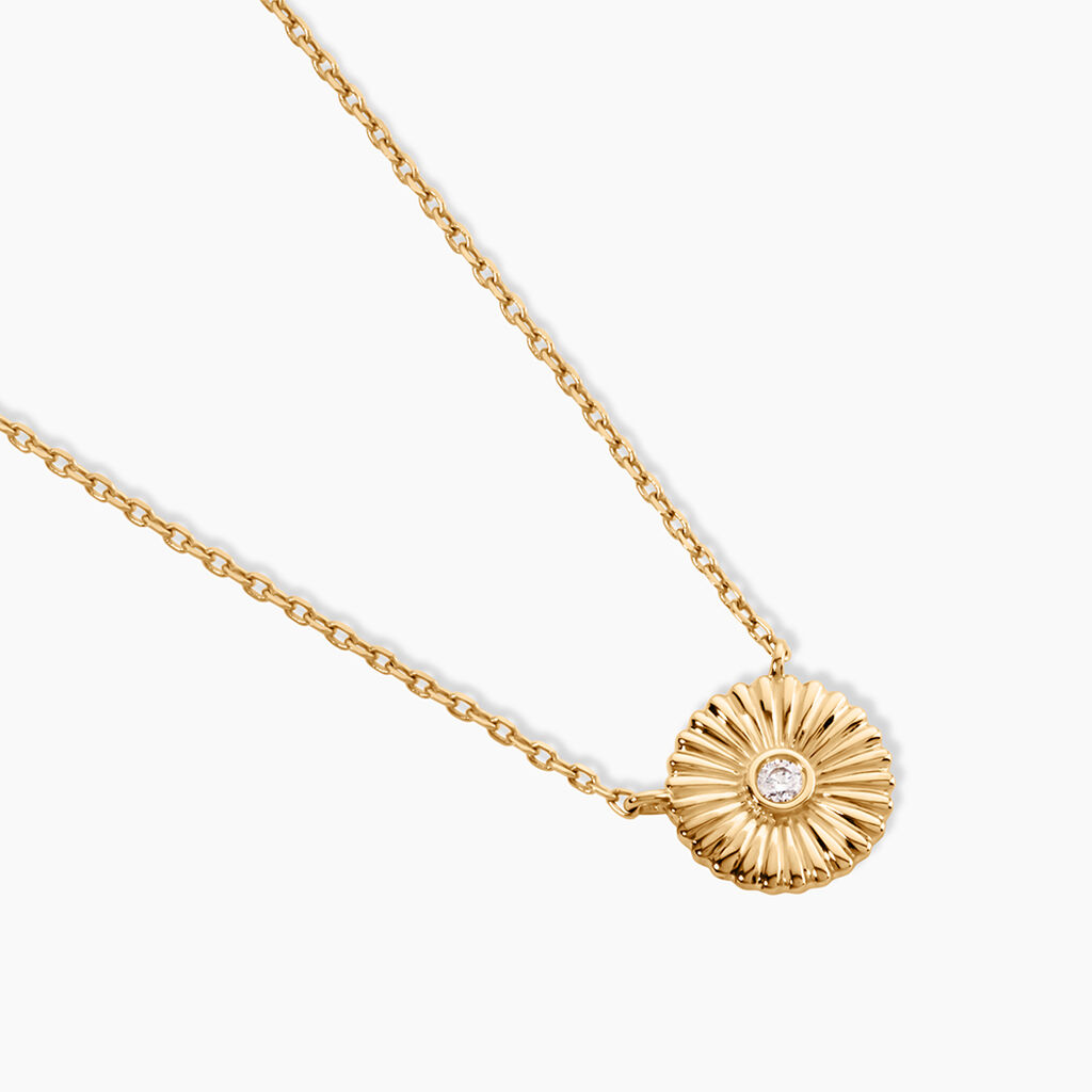Collier Sunrays Plaqu&eacute; Or Jaune Oxyde De Zirconium - Colliers Femme | Histoire d&rsquo;Or