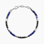 Bracelet Naturel Acier Blanc Sodalite H&eacute;matite - Bracelets Homme | Histoire d&rsquo;Or