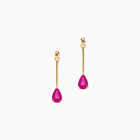 Boucles D'oreilles Pendantes Goutte Or Jaune Rubis - Boucles d'oreilles pendantes Femme | Histoire d’Or