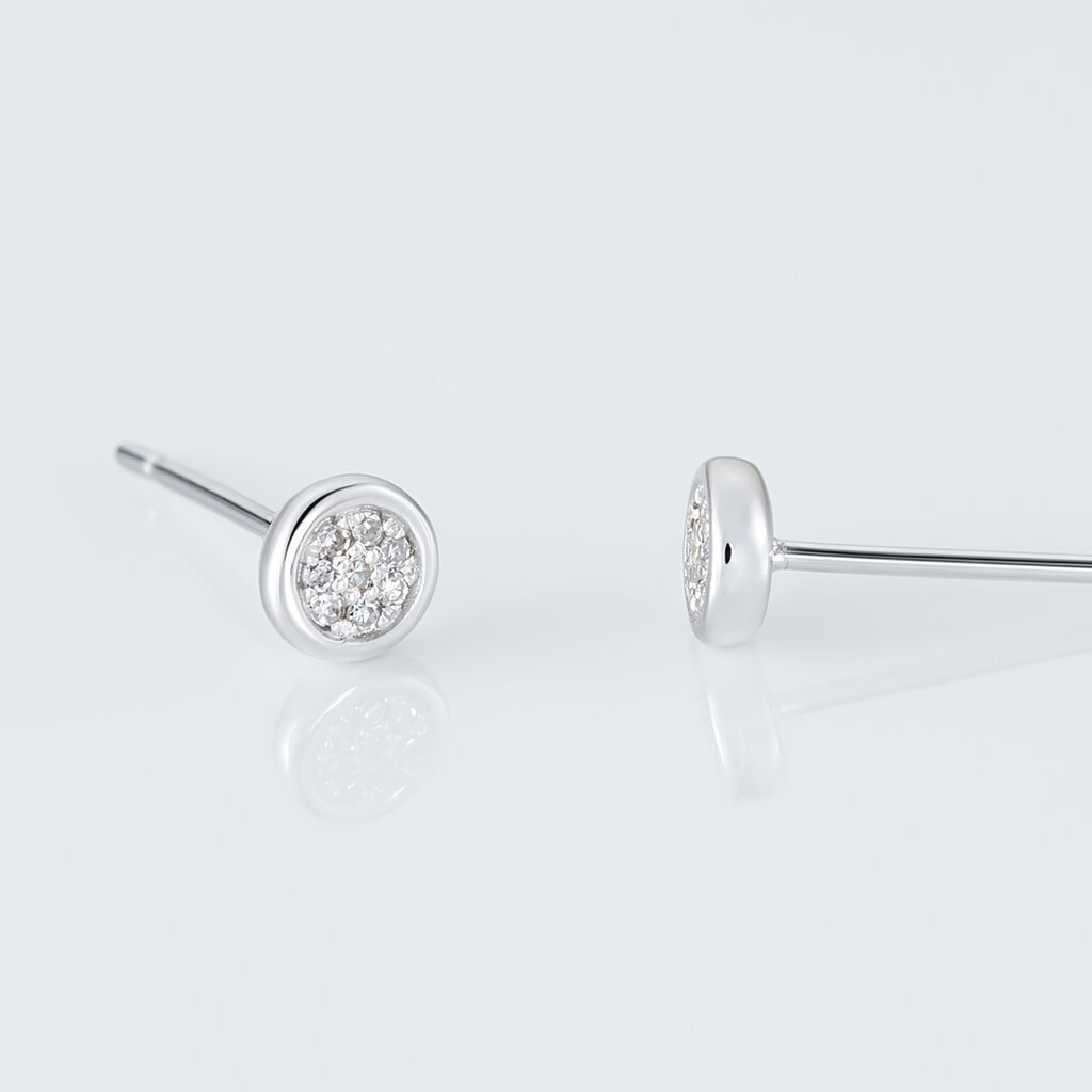 Boucles D'oreilles Puces Violanda Or Blanc Diamant - Clous d'oreilles Femme | Histoire d&rsquo;Or