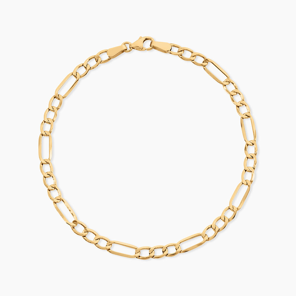 Bracelet Or Jaune Maille Altern&eacute;e 1/3 - Bracelets cha&icirc;ne Femme | Histoire d&rsquo;Or