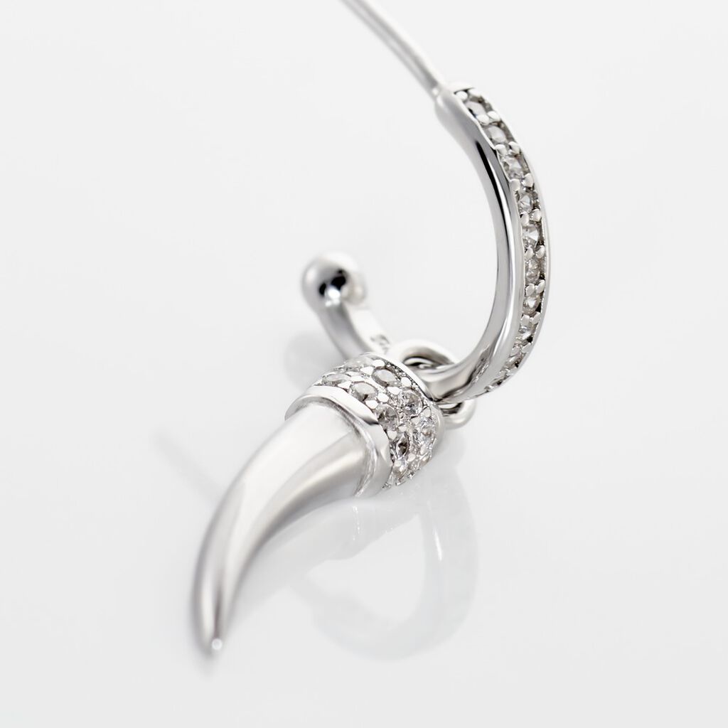 Créole Unitaire Argent Blanc Ancelin Oxydes De Zirconium - Boucles d'oreilles créoles Femme | Histoire d’Or