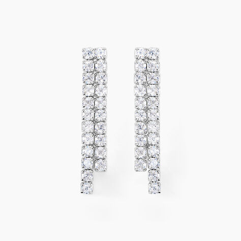Boucles D'oreilles Pendantes Louann Argent Blanc Oxyde De Zirconium - Boucles d'oreilles fantaisie Femme | Histoire d&rsquo;Or