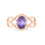 Bague Tina Or Rose Amethyste Et Diamant - Bagues solitaires Femme | Histoire d&rsquo;Or