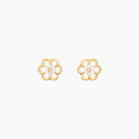 Boucles D'oreilles Puces Philine Fleur Or Jaune Oxyde De Zirconium