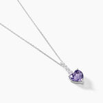 Collier Or Blanc Fany Am&eacute;thyste Oxydes De Zirconium - Colliers Femme | Histoire d&rsquo;Or