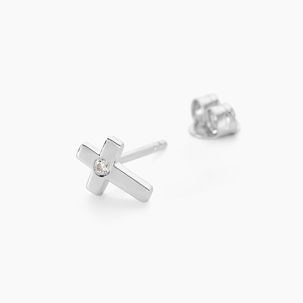 Boucles D'oreilles Puces Laurice Argent Blanc Oxyde De Zirconium - Boucles d'oreilles fantaisie Femme | Histoire d&rsquo;Or