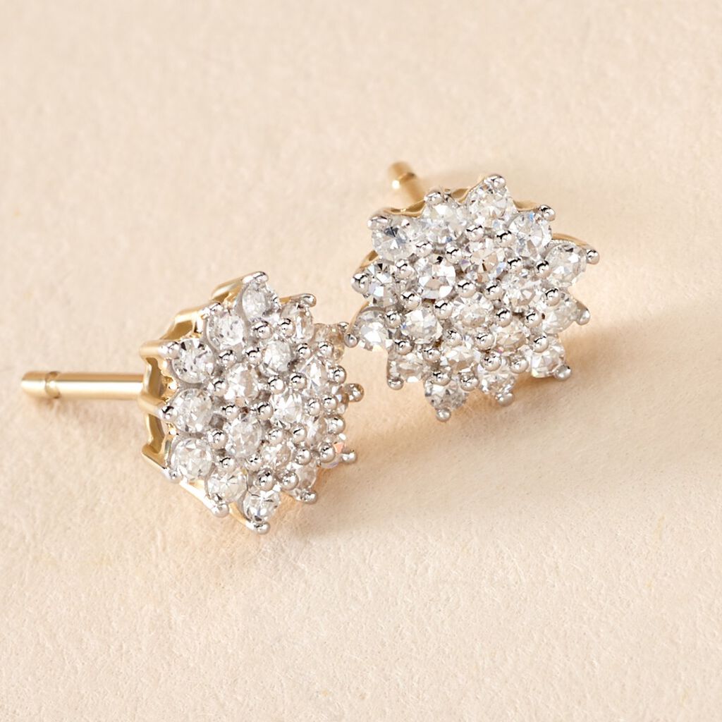 Boucles D'oreilles Puces Caliopee Or Jaune Diamant - Clous d'oreilles Femme | Histoire d&rsquo;Or
