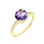 Bague Or Jaune Terese Am&eacute;thyste - Bagues solitaires Femme | Histoire d&rsquo;Or