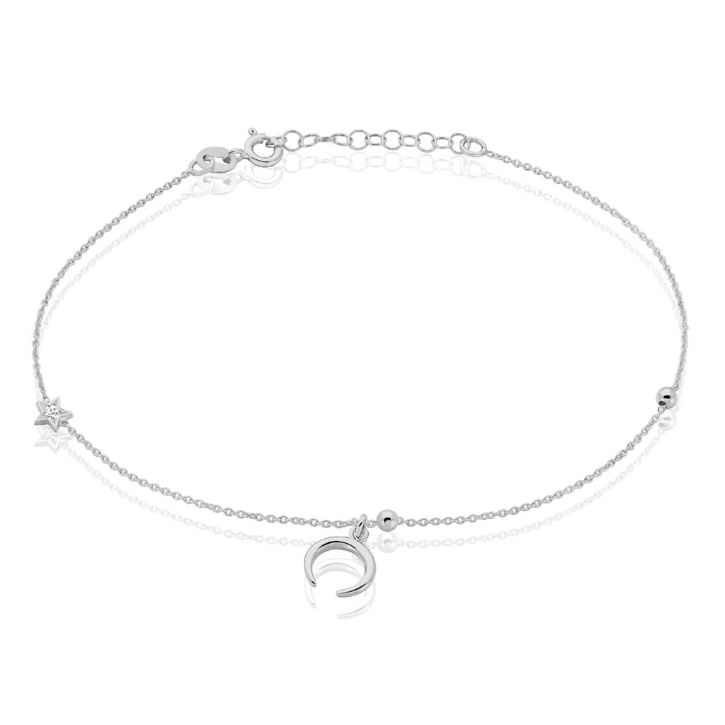 Chaîne De Cheville Serenella Argent Blanc Oxyde De Zirconium - Chaînes de cheville Femme | Histoire d’Or