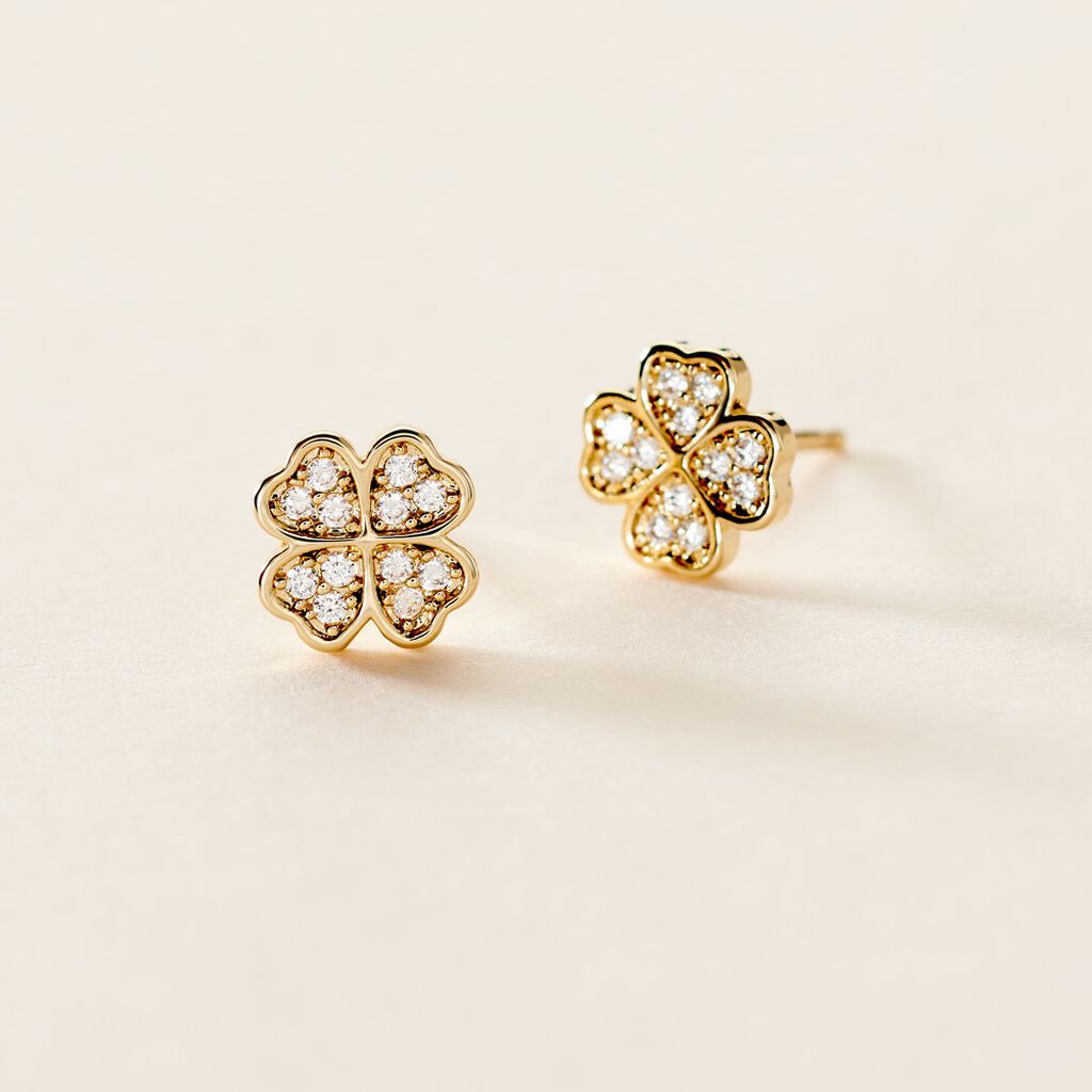 Boucles D'oreilles Puces Rhosyn Plaqu&eacute; Or Jaune Oxyde - Boucles d'oreilles fantaisie Femme | Histoire d&rsquo;Or