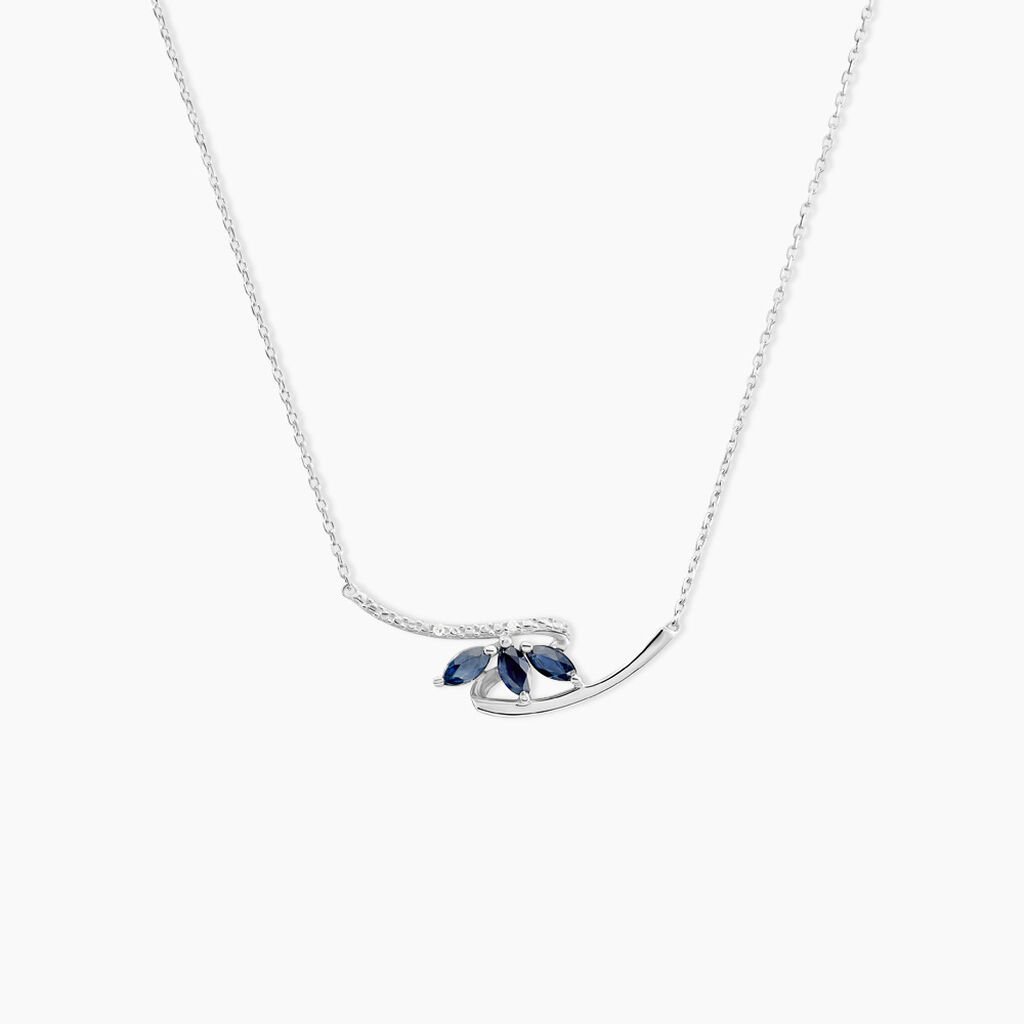 Collier Petale Or Blanc Saphir Et Diamant - Colliers Femme | Histoire d&rsquo;Or