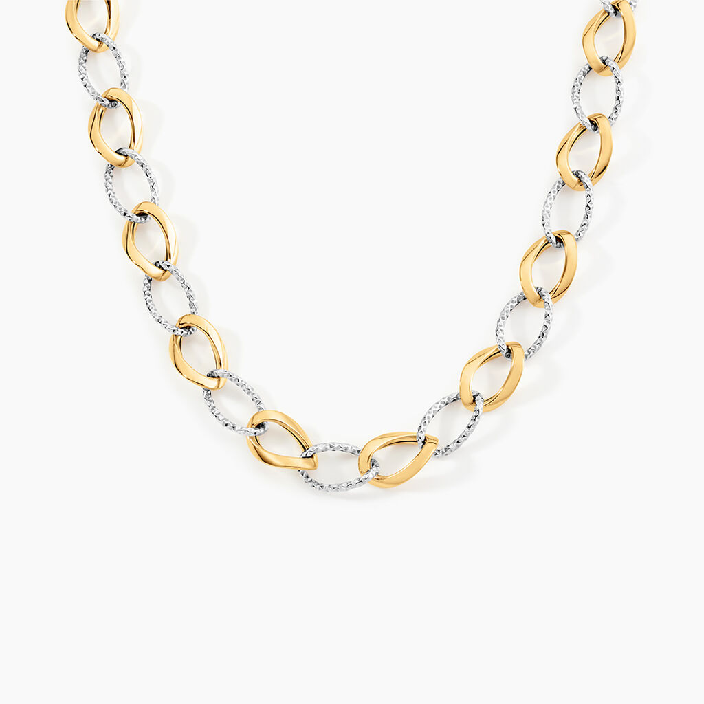 Collier Joice Maille Altern&eacute;e Et Godronne Or Bicolore - Chaines Femme | Histoire d&rsquo;Or