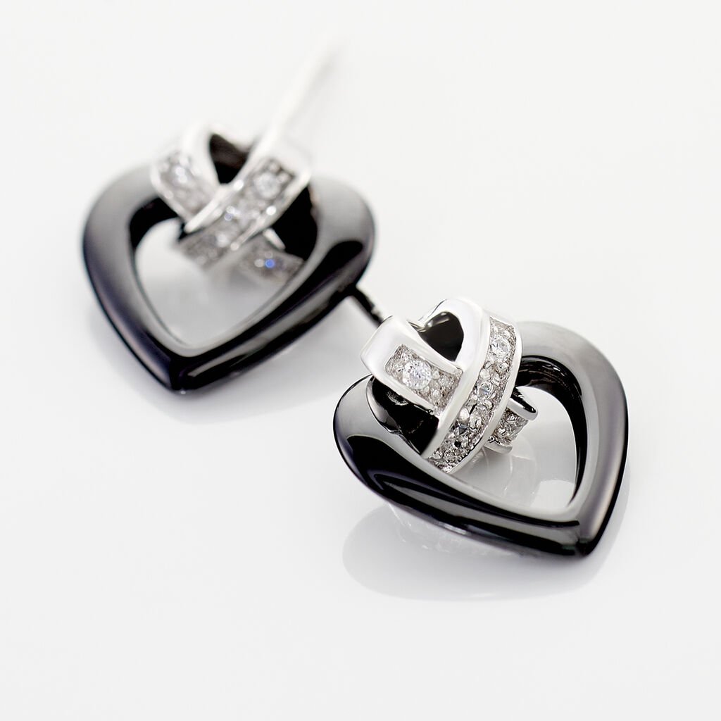 Boucles D'oreilles Puces Nolwen Argent  Céramique Oxyde De Zirconium - Boucles d'oreilles fantaisie Femme | Histoire d’Or