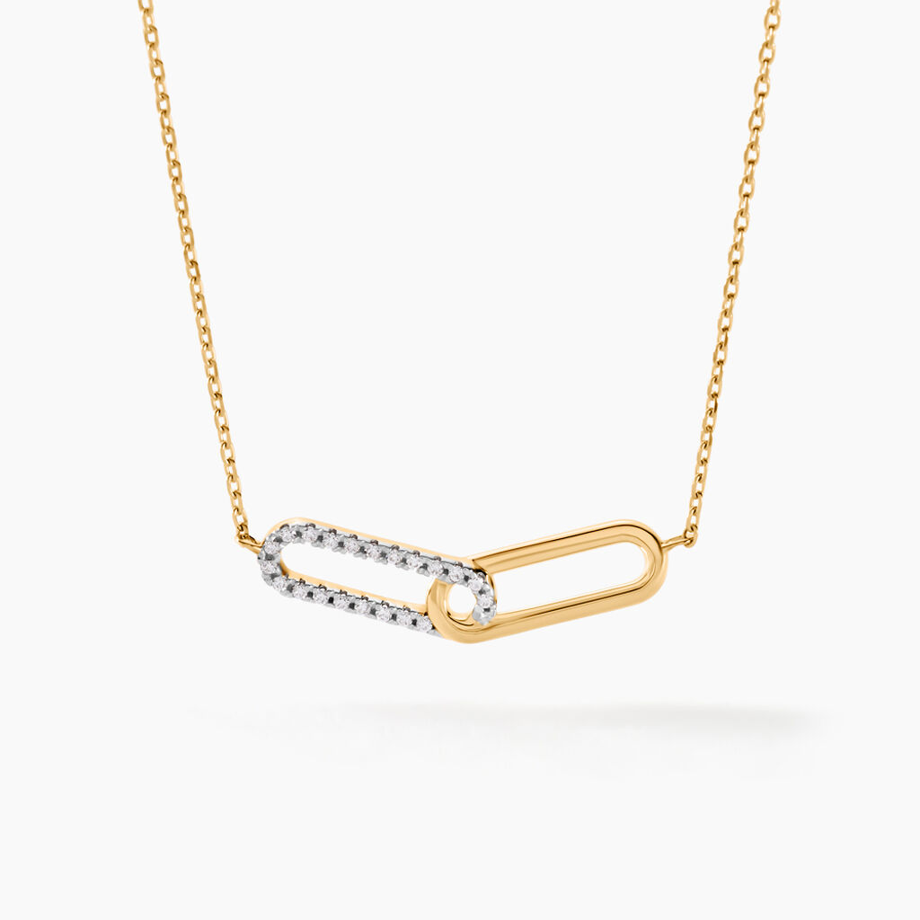 Collier Graphic Lines Or Jaune Oxyde De Zirconium - Colliers Femme | Histoire d’Or