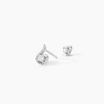 Boucles D'oreilles Puces Vrille Accompagnee Or Blanc Diamant - Clous d'oreilles Femme | Histoire d&rsquo;Or