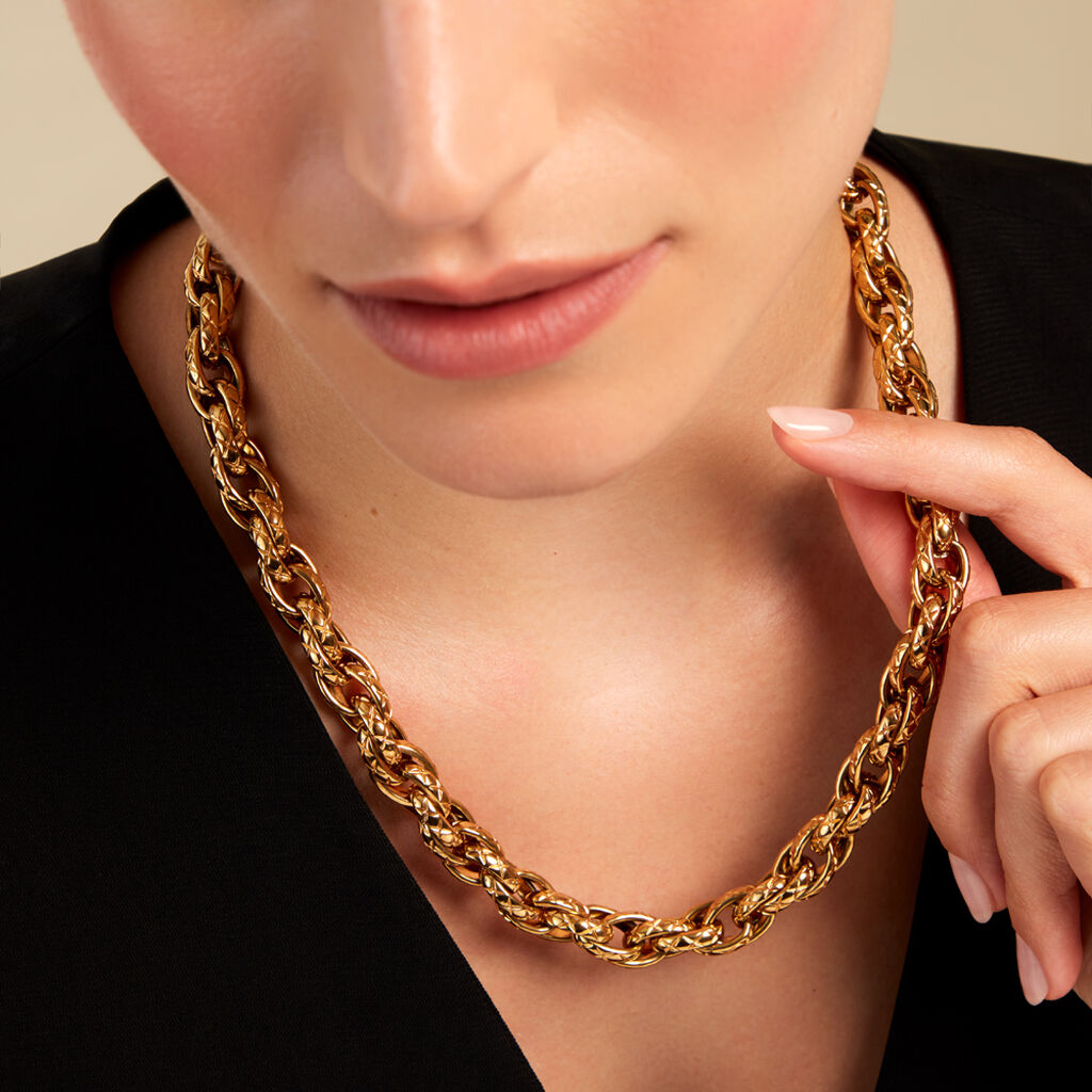 Collier Santa Cruz Acier Jaune - Ras de cou Femme | Histoire d’Or