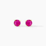Boucles D'oreilles Puces Elea Serti Griffe Or Jaune Rubis - Clous d'oreilles Femme | Histoire d&rsquo;Or