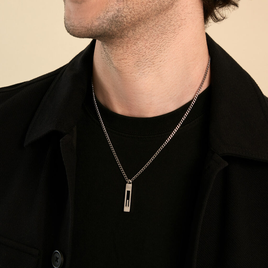 Collier Line Acier Blanc - Bijoux sans pierre Homme | Histoire d&rsquo;Or