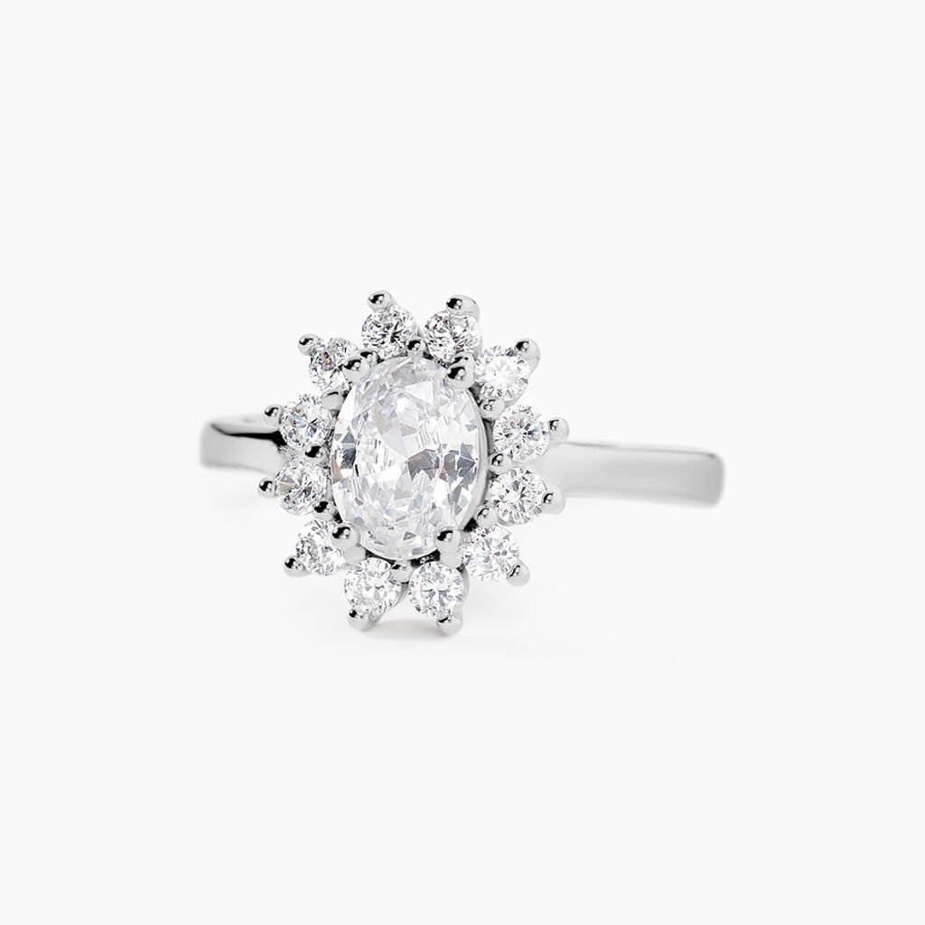 Bague Perez Argent Blanc Oxyde De Zirconium - Bagues solitaires Femme | Histoire d&rsquo;Or