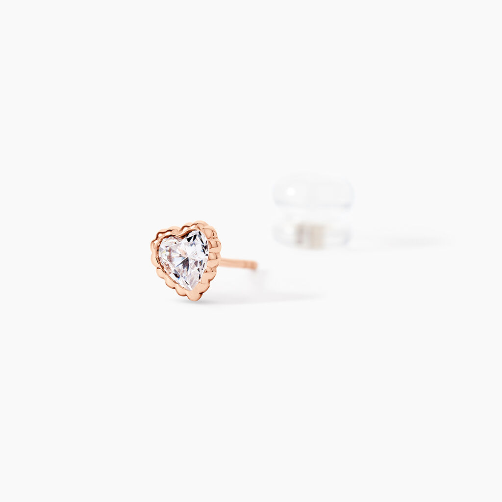 Boucles D'oreilles Puces Kadidjatou Or Rose Oxyde De Zirconium - Clous d'oreilles Famille | Histoire d&rsquo;Or