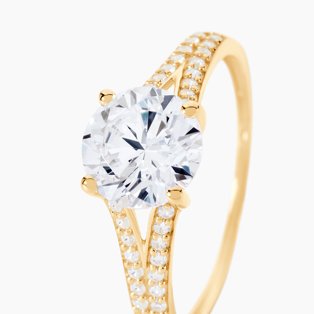 Bague Or Jaune Carolina Oxyde De Zirconium - Bagues solitaires Femme | Histoire d’Or