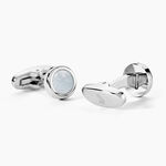 Boutons De Manchettes Jourdan Athos Acier Argent&eacute; Nacre - Boutons de manchette Homme | Histoire d&rsquo;Or