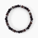 Bracelet Naturel Acier Argent&eacute; Agate Labradorite Bronzite - Bracelets Lithoth&eacute;rapie Homme | Histoire d&rsquo;Or