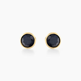 Boucles D'oreilles Puces Edy Serti Clos Or Jaune Saphir - Clous d'oreilles Femme | Histoire d’Or