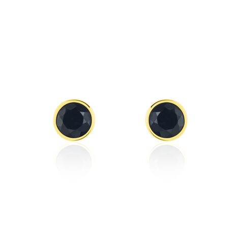 Boucles D'oreilles Puces Edy Serti Clos Or Jaune Saphir - Clous d'oreilles Femme | Histoire d’Or