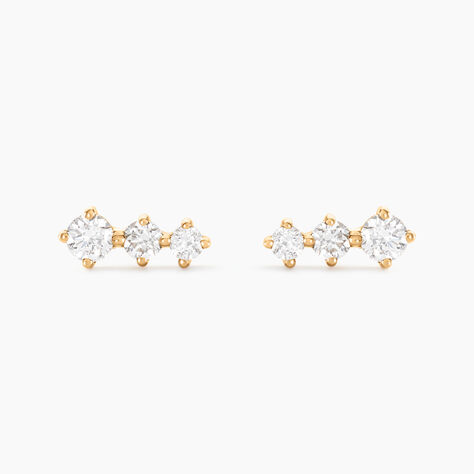 Boucles D'oreilles Puces Tryphena Or Jaune Diamant Synth&eacute;tique - Clous d'oreilles Femme | Histoire d&rsquo;Or