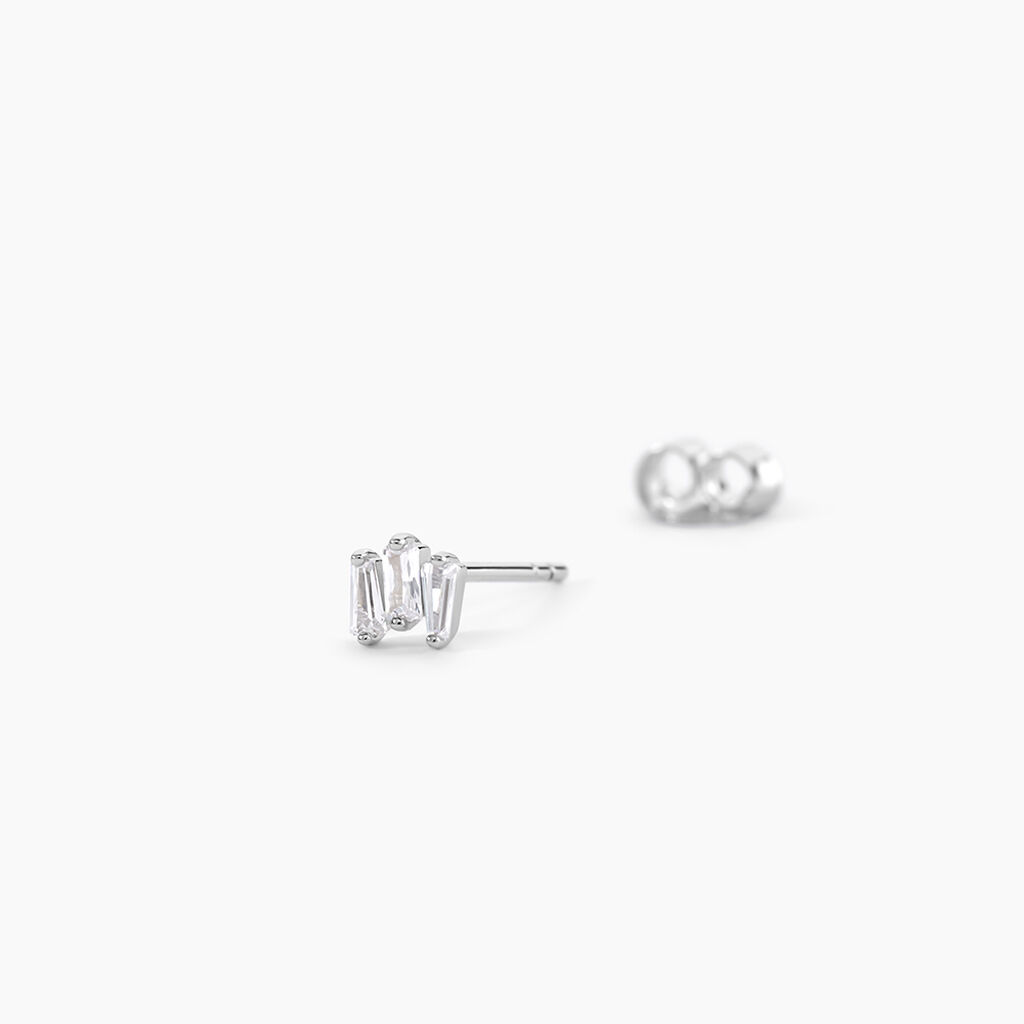 Boucles D'oreilles Puces Adria Argent Blanc Oxyde De Zirconium - Boucles d'oreilles empierr&eacute;es Femme | Histoire d&rsquo;Or