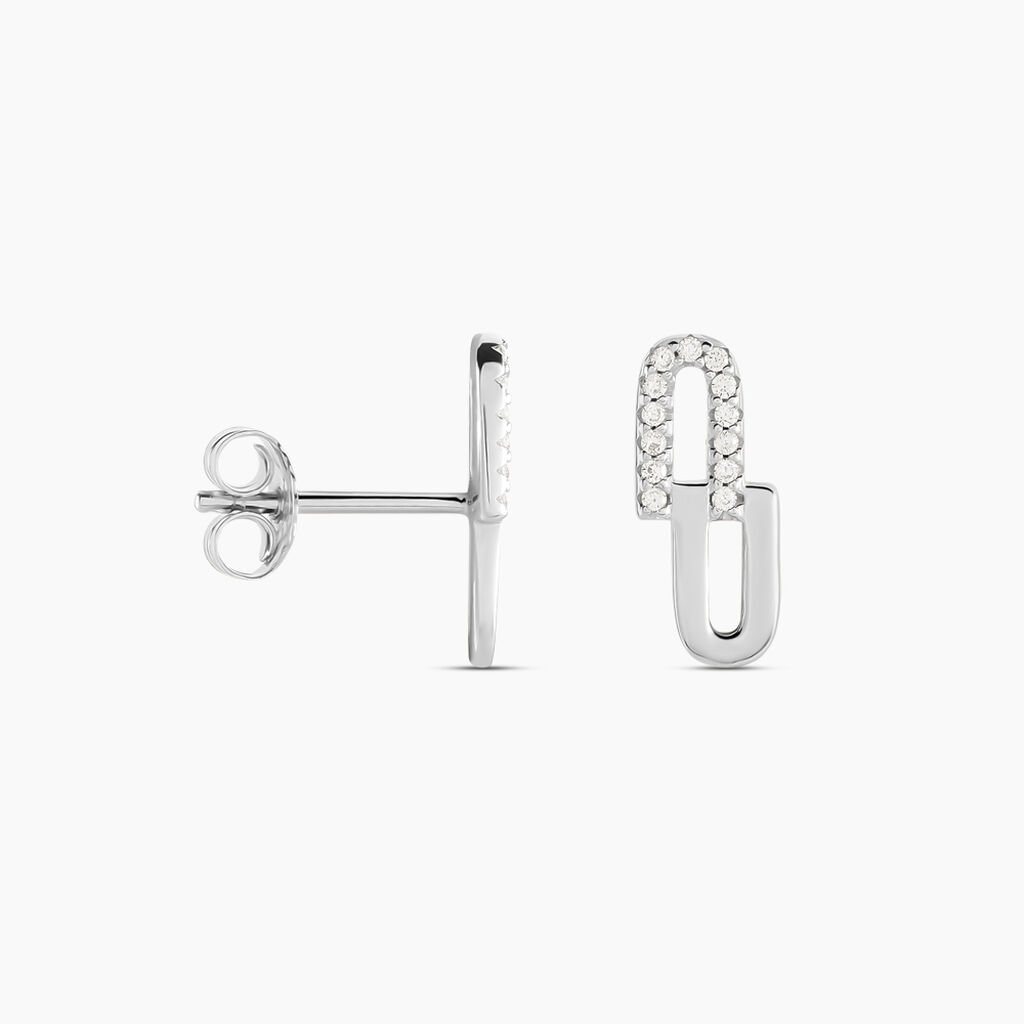 Boucles D'oreilles Puces Neema Argent Blanc Oxyde De Zirconium - Boucles d'oreilles fantaisie Femme | Histoire d’Or