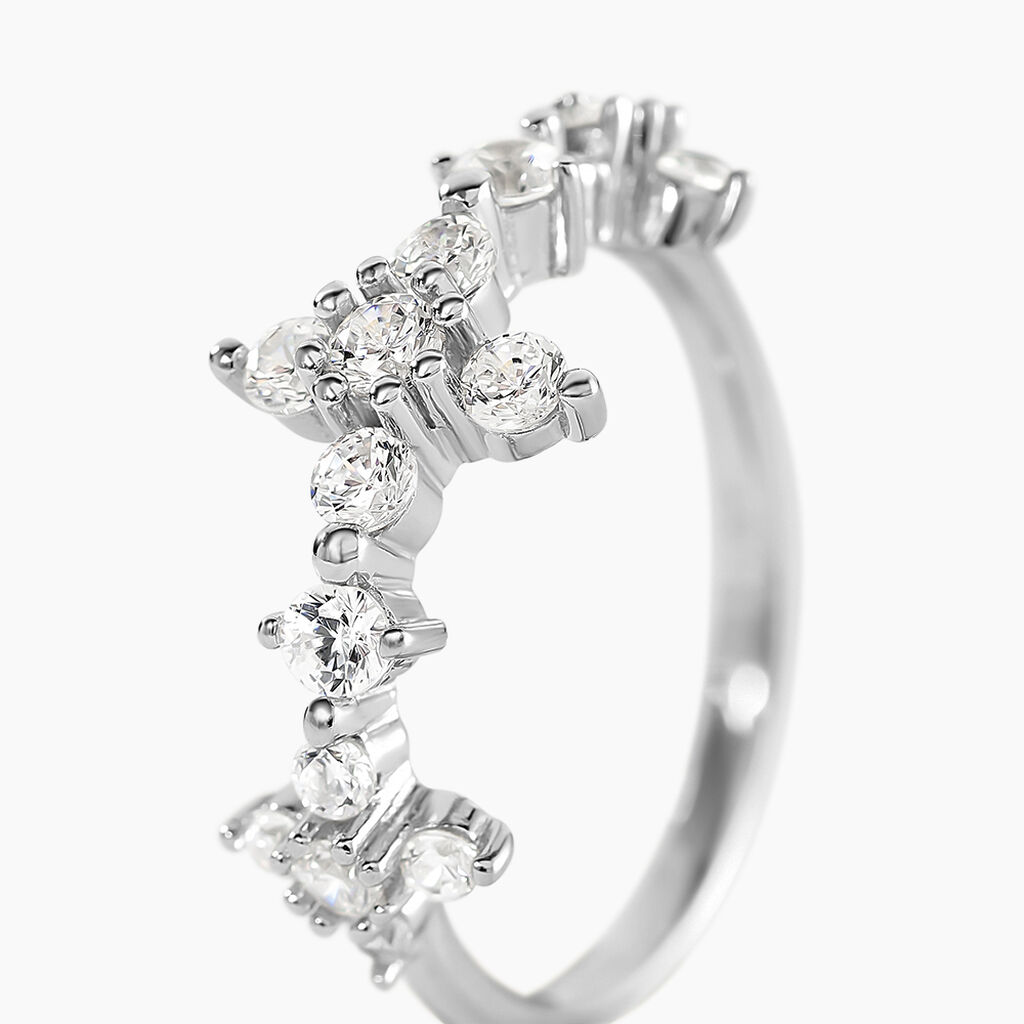 Bague Midnight Flower Argent Blanc Oxyde De Zirconium - Bagues avec pierre Femme | Histoire d’Or